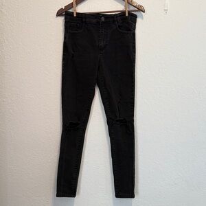 Garage Denim Black Distressed Ripped High Rise Skinny Jeans Size 5 / 27 Grunge